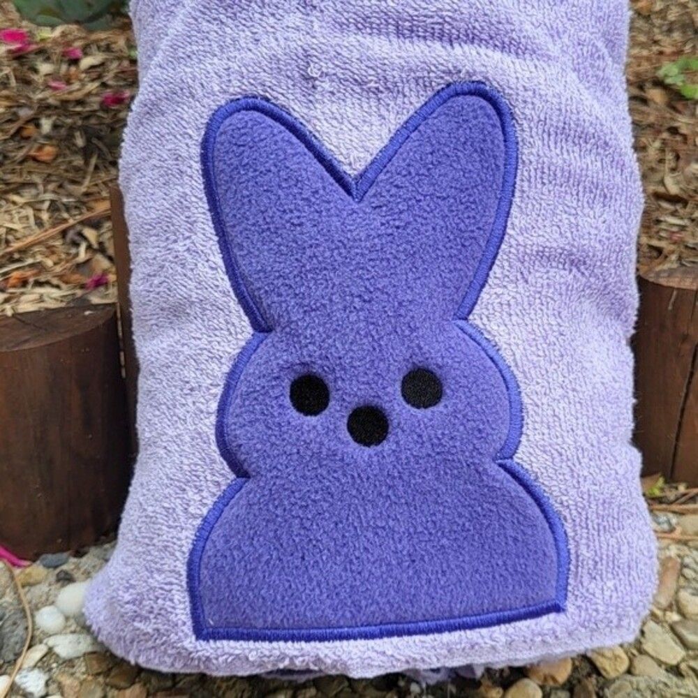 Easter Peep Bunny hooded towel  embroidered brand new purple